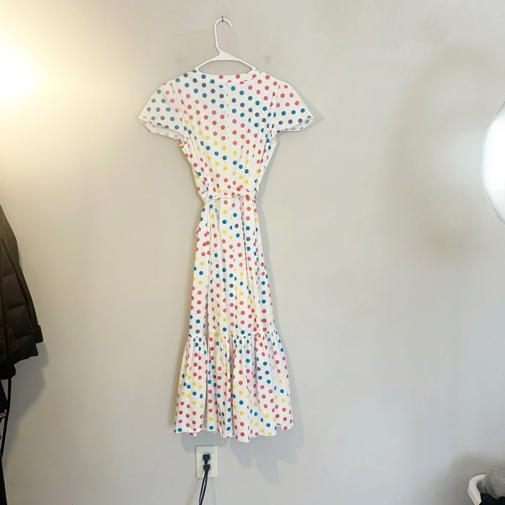 Color Me Courtney Dipping Dot white midi dress women size 4